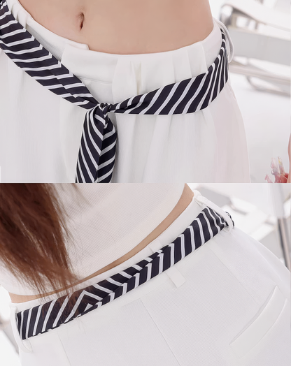 ♀Marine Stripe Palazzo Pants