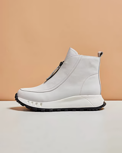 ♀本革／Front Zip Platform Boots