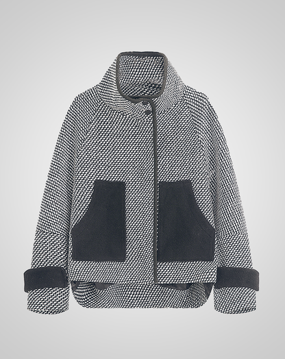 ♀Glen Plaid Pattern Big Collar Jacket