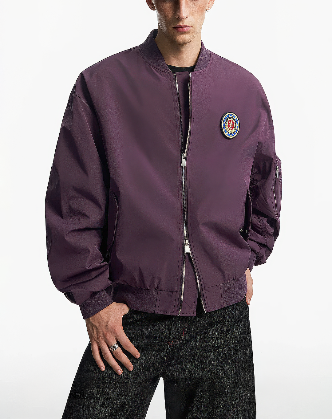 ♂♀Emblem Patch Bomber Jacket