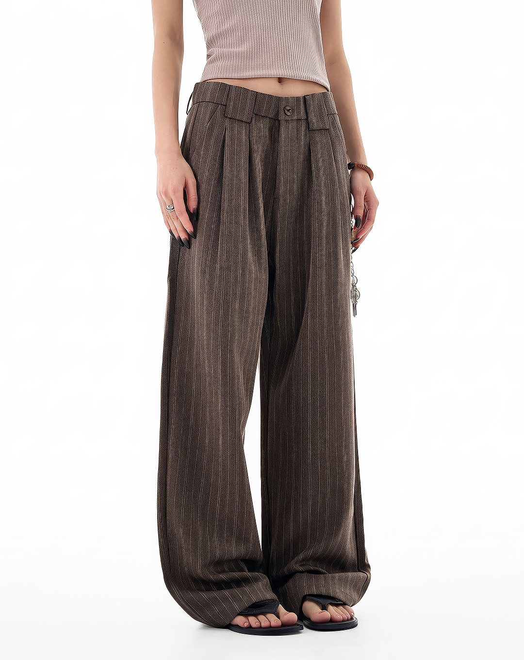 ♂♀Pinstripe Loose Straight Trousers
