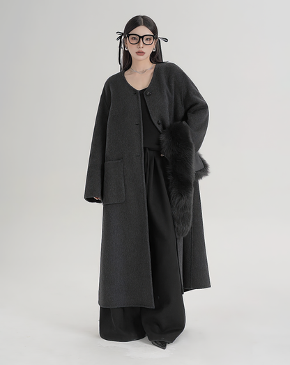 ♀Detachable Fur Collar Coat