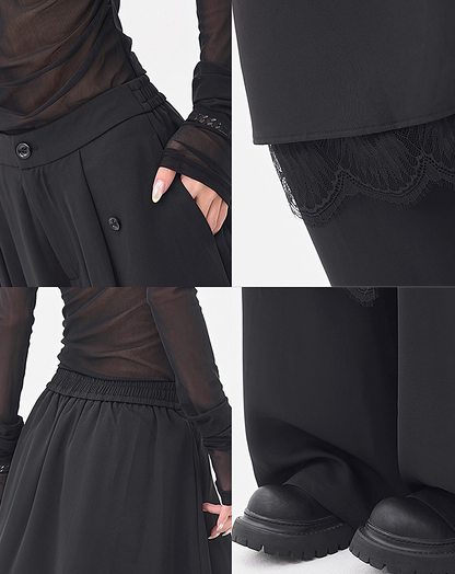 ♀Layered Wrap Wide Pants