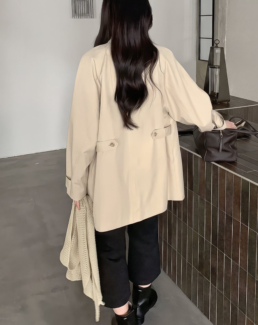 ♀Knit Cape Short Coat