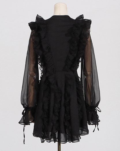 ♀Frill Chiffon Dress