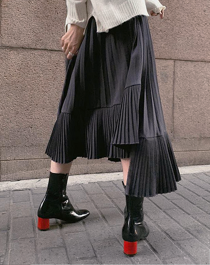 ♀Pleated Flare Skirt