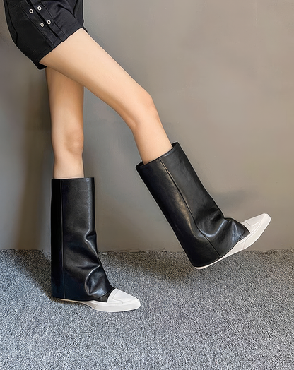 ♀本革／Two Tone Cap Toe Boots