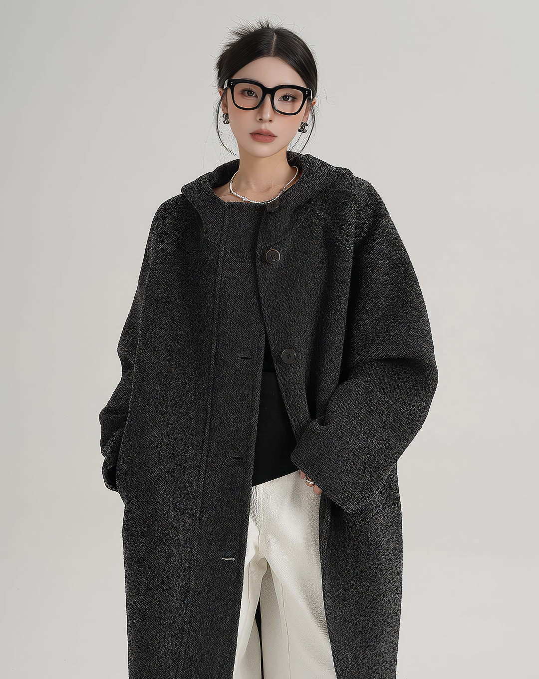 ♀Oversize Hooded Long Coat