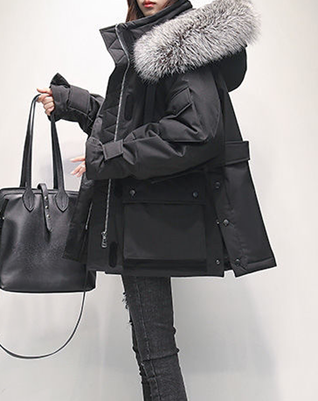 ♀Fur Hood Down Jacket