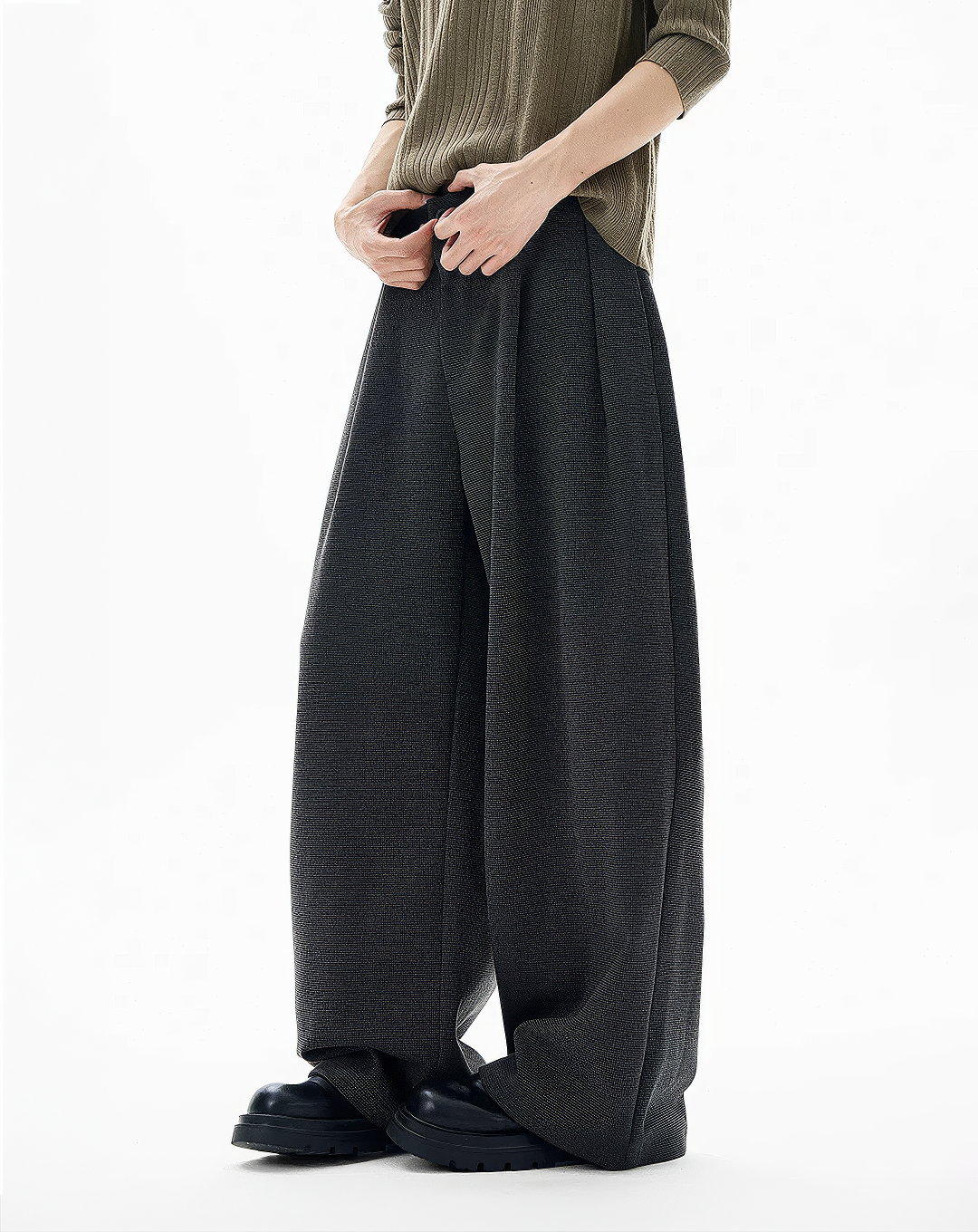 ♂♀Wide Leg Textured Trousers
