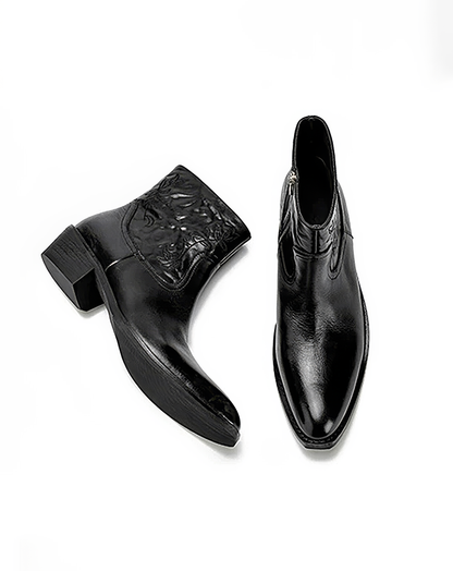 ♂♀本革／Embroidered Zip Leather Boots