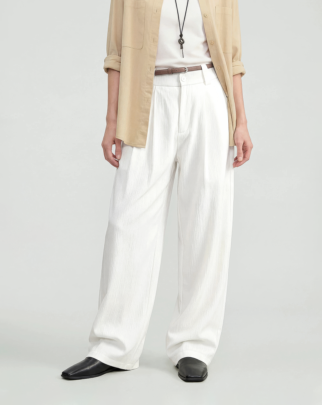 ♂♀Textured Wide Leg Pants