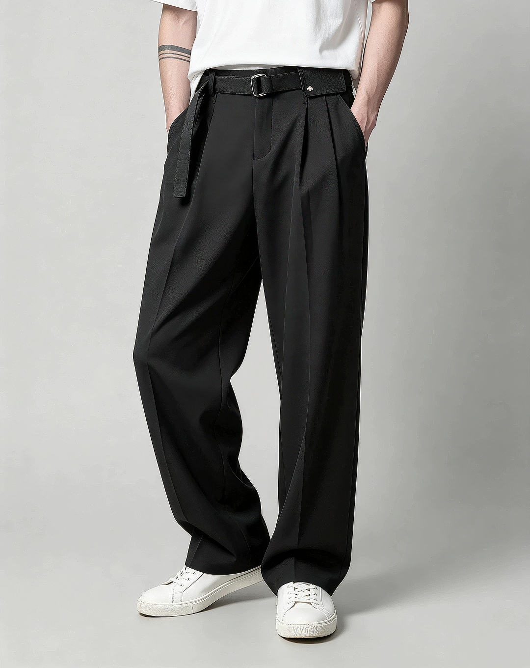 ♂♀Belted Tuck Pants