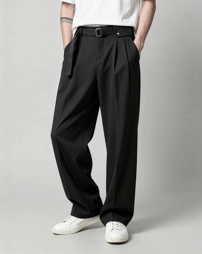 ♂♀Belted Tuck Pants
