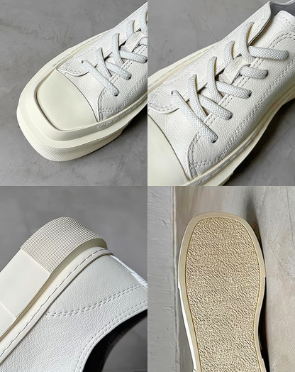 ♂♀本革／Square Toe Leather Sneakers