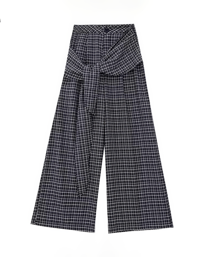 ♀Plaid Layered Wide Pants