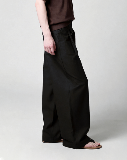 ♂♀Button Belted Wide Pants