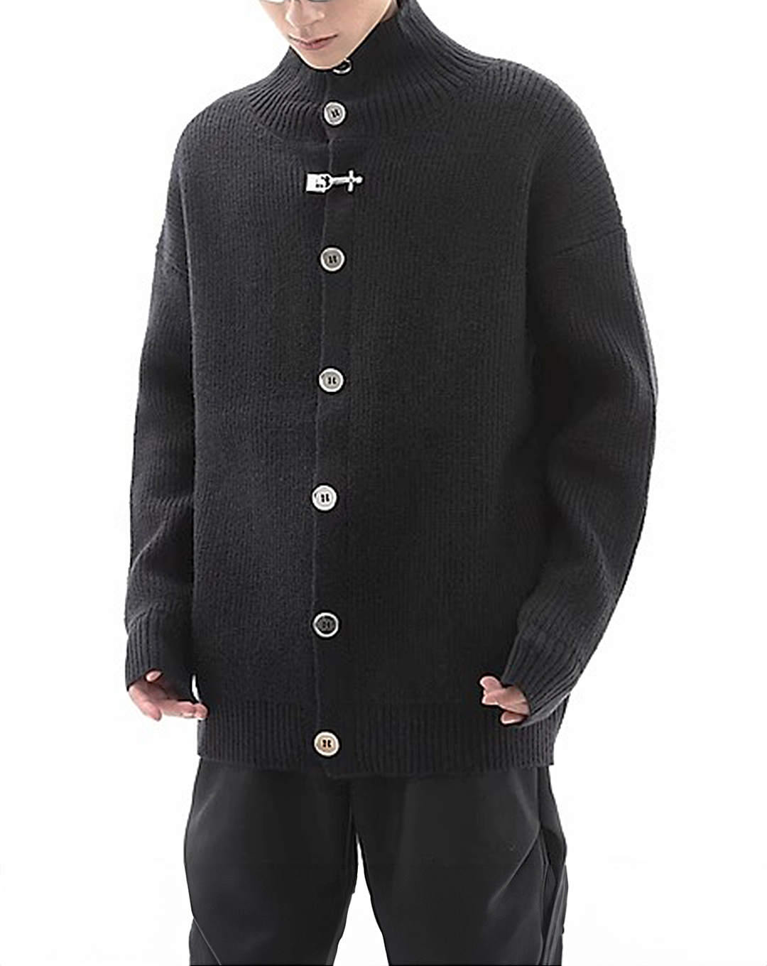 ♂High Neck Button Cardigan