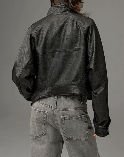 ♀本革／Stand Collar Leather Blouson