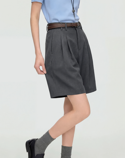 ♂♀Pleated Wide Half Shorts