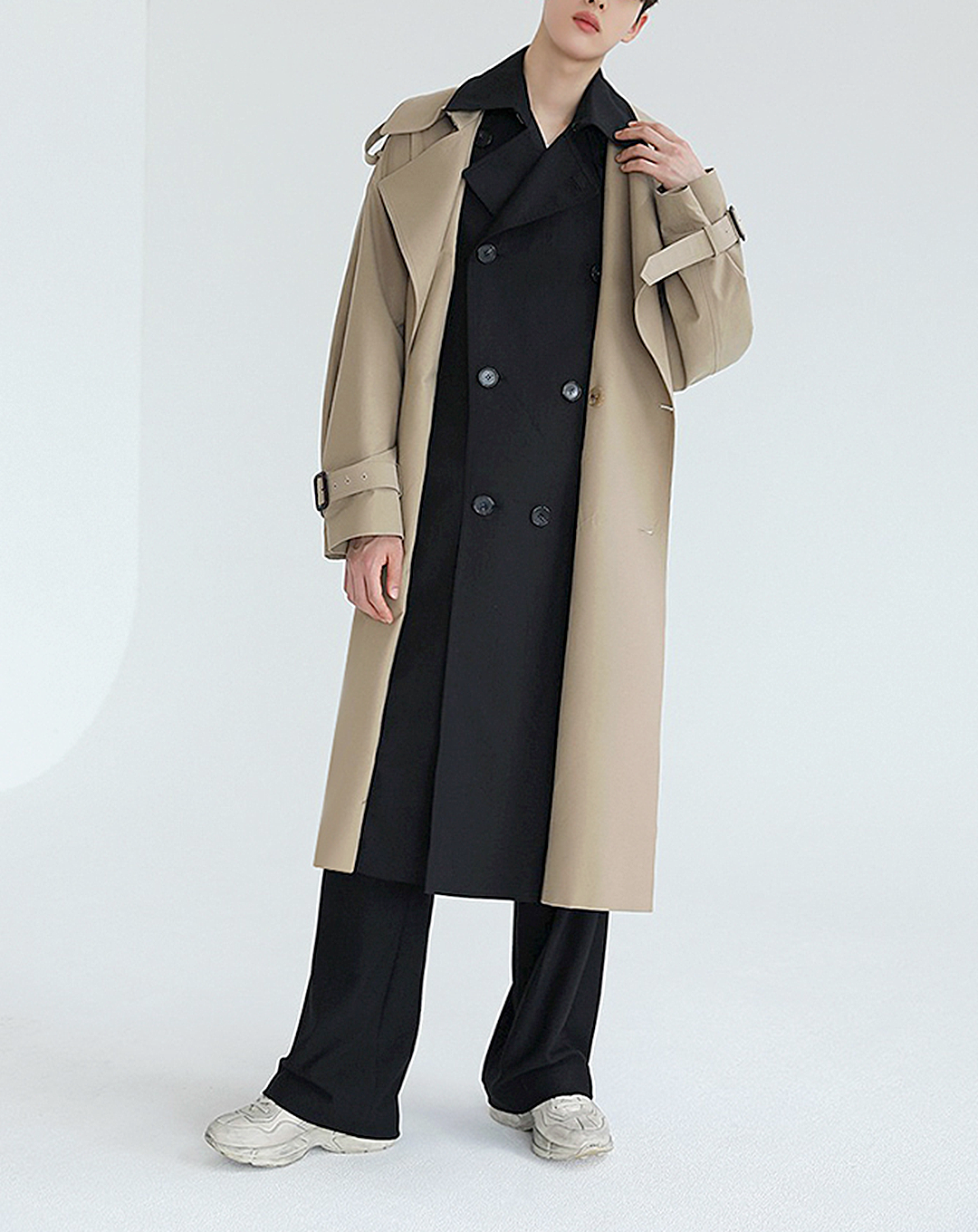 ♂Fake Layered Trench Coat