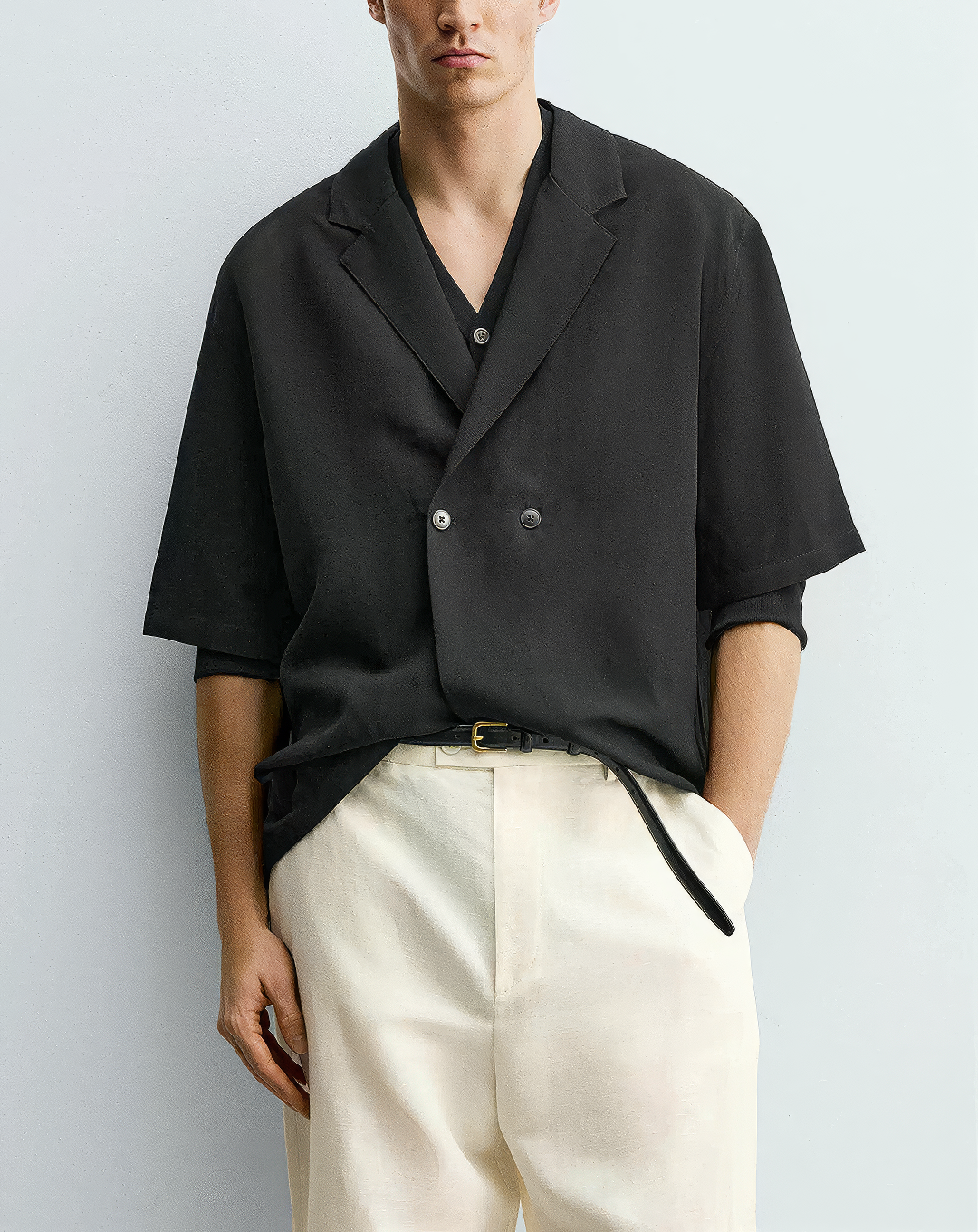 ♂Linen Blend Double Shirt