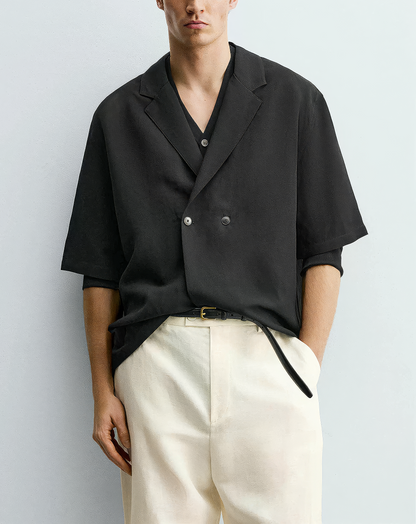 ♂Linen Blend Double Shirt