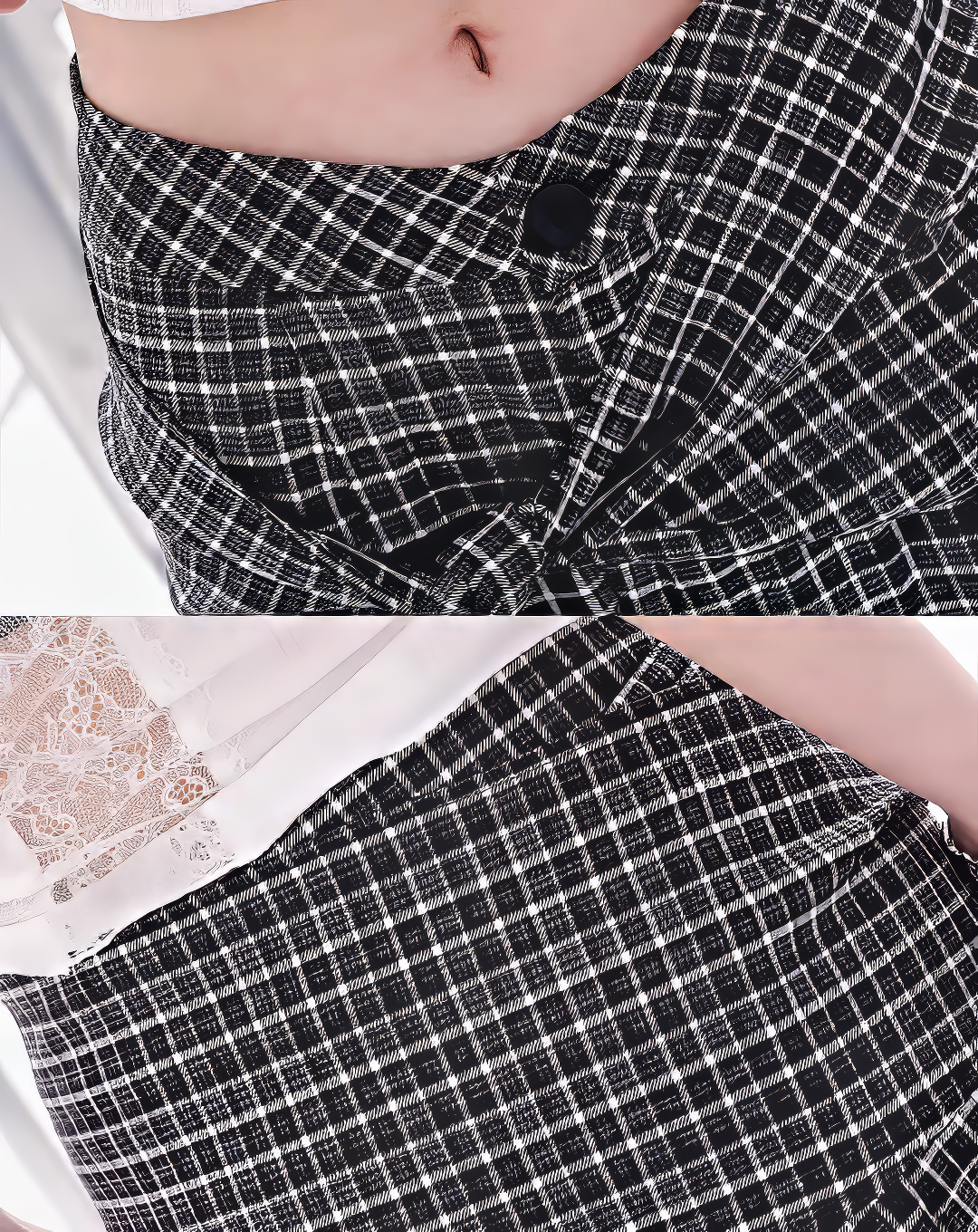 ♀Plaid Layered Wide Pants