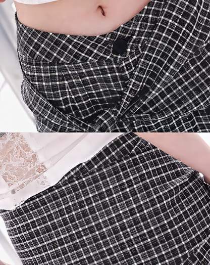 ♀Plaid Layered Wide Pants