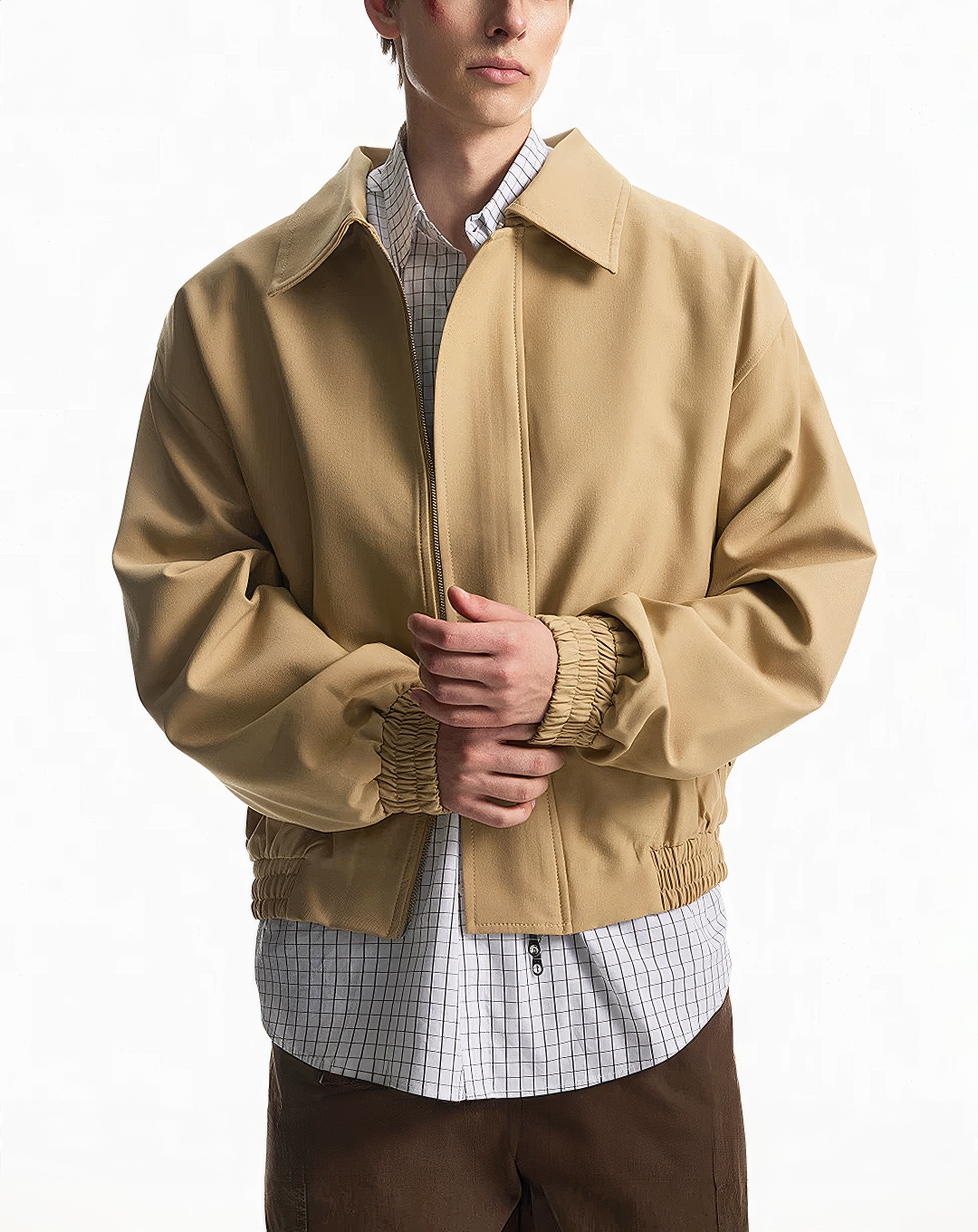 ♂♀ Gathered Hem Zip Jacket