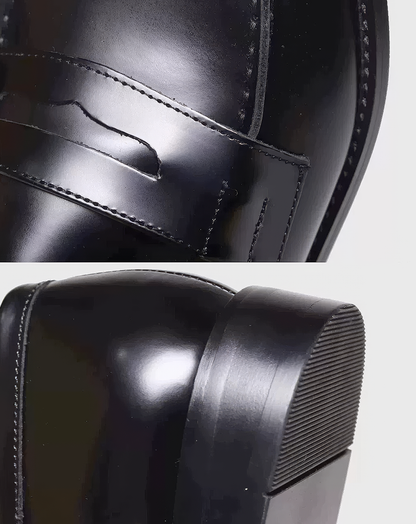 ♂♀本革／Black Leather Penny Loafers