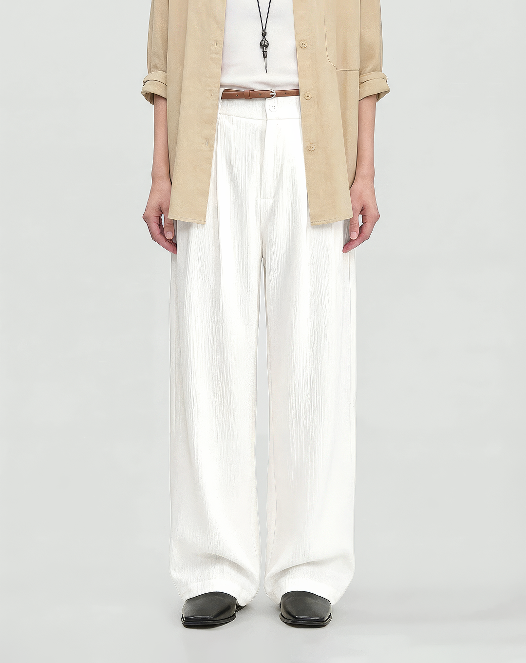♂♀Textured Wide Leg Pants