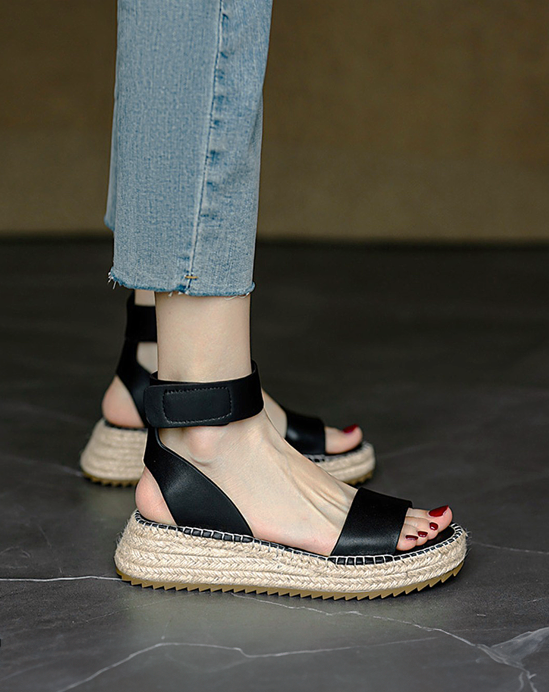 ♀Ankle Strap Wedge Sole Sandals