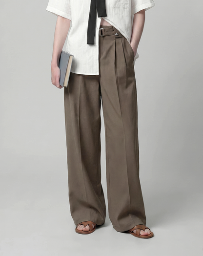 ♂♀Belted Tuck Pants