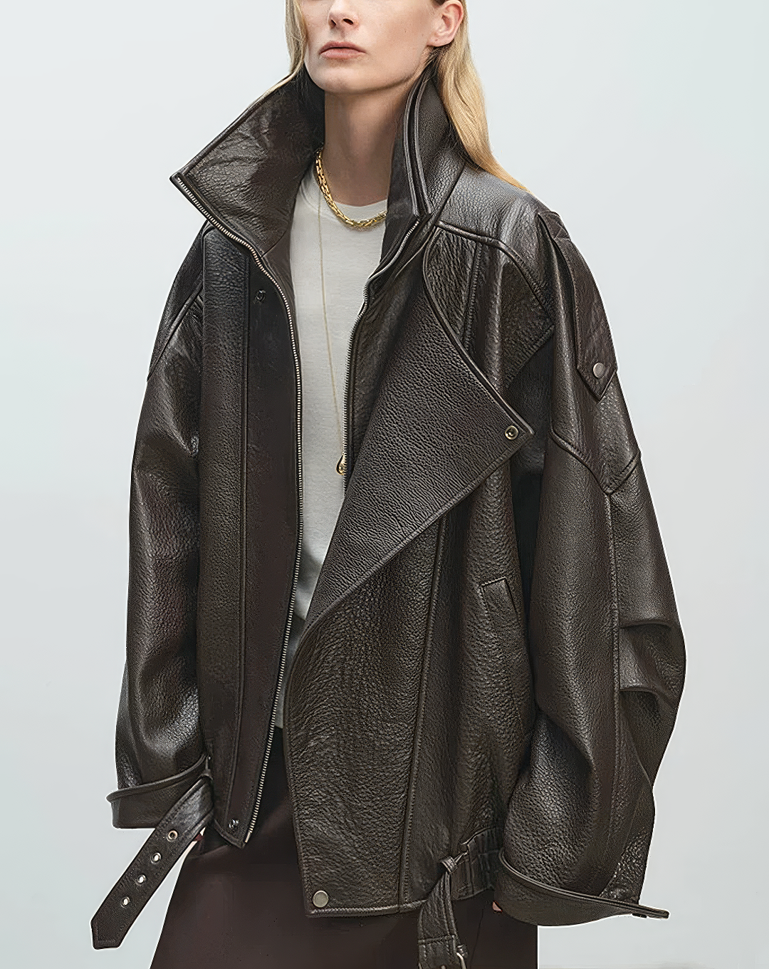 ♀本革／Oversized Real Leather Jacket