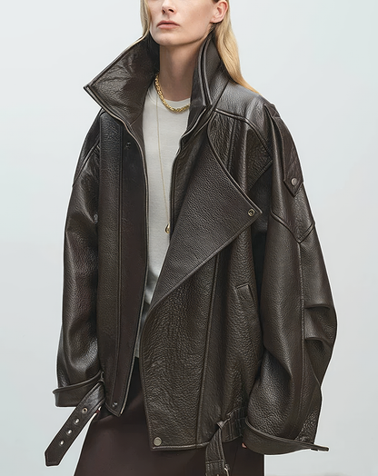 ♀本革／Oversized Real Leather Jacket