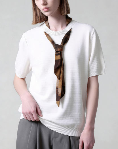 ♂♀Attached Scarf Knit Tee