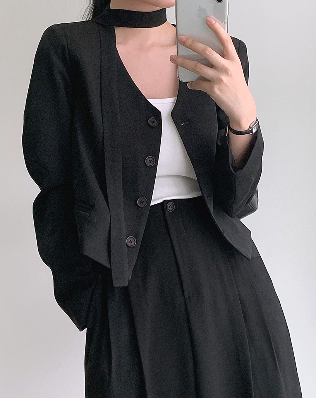 ♀Collarless Jacket & Pants