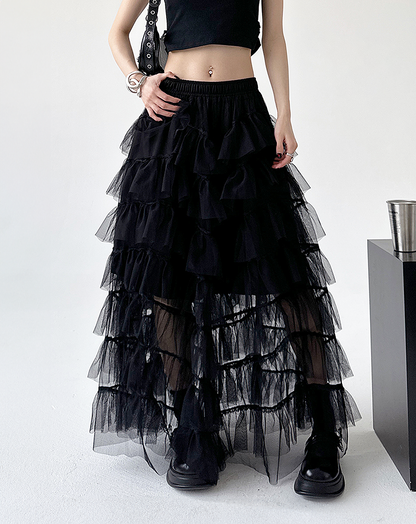 ♀Tiered Tulle Skirt