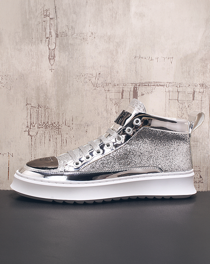 ♂♀Metallic Design Platform Sneakers