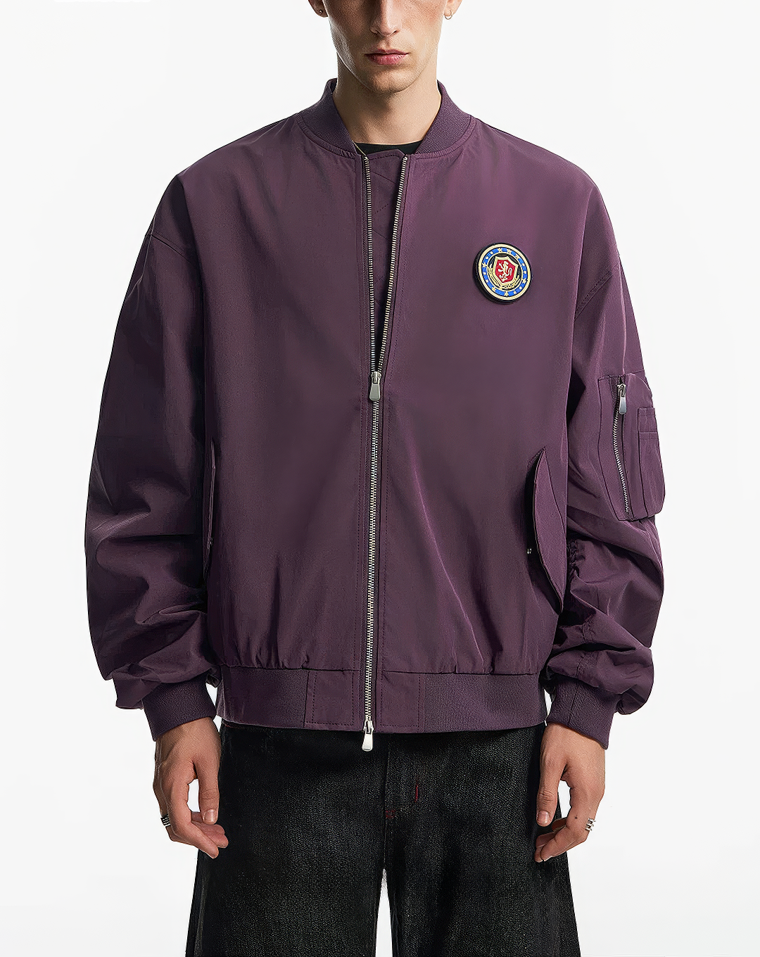 ♂♀Emblem Patch Bomber Jacket