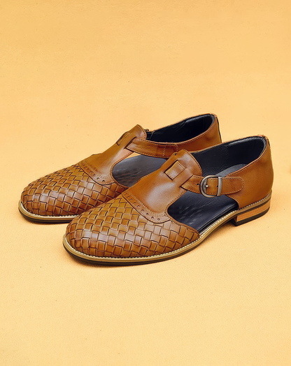 ♂本革／Woven Leather Strap Sandals