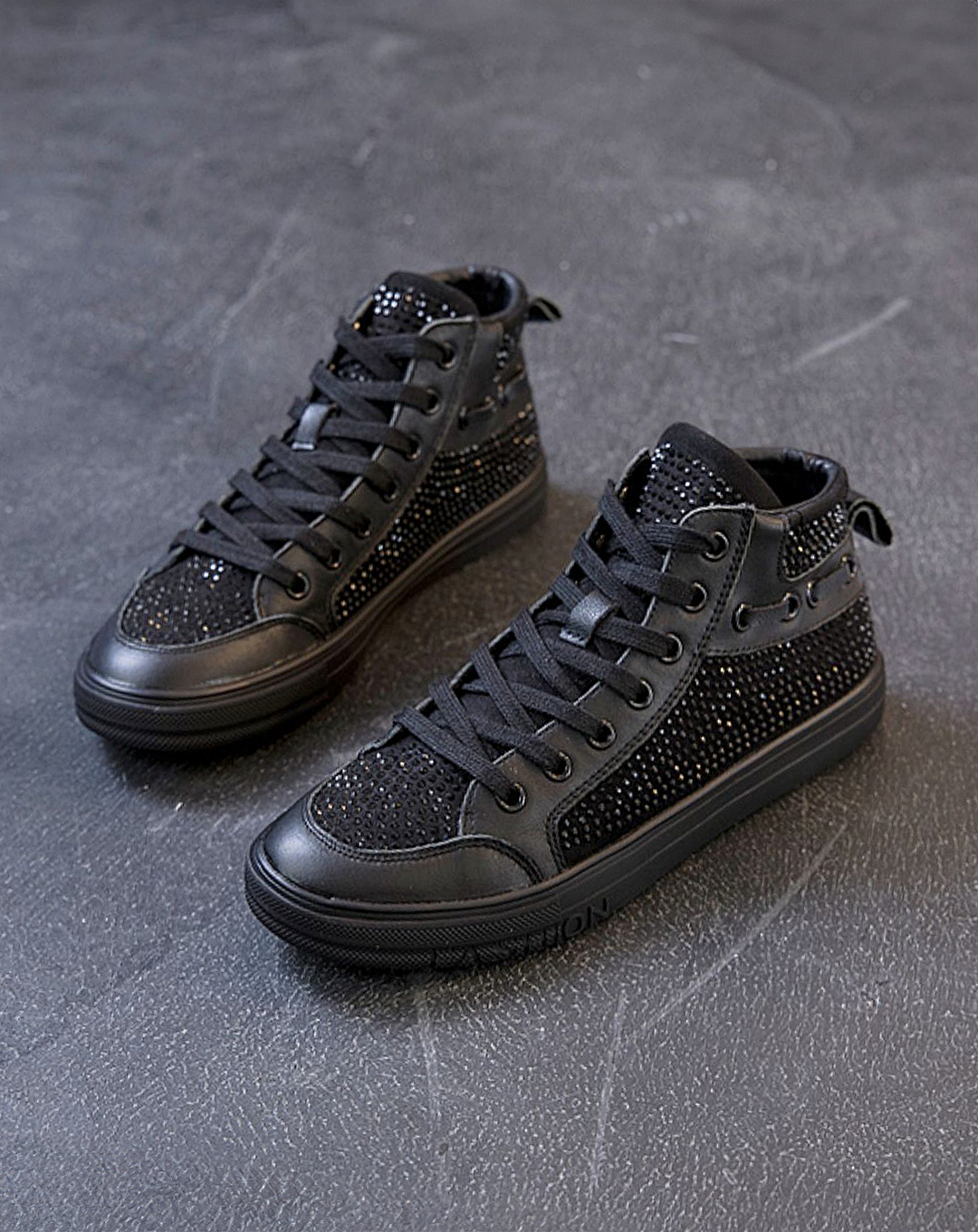 ♀Rhinestone High Cut Sneakers