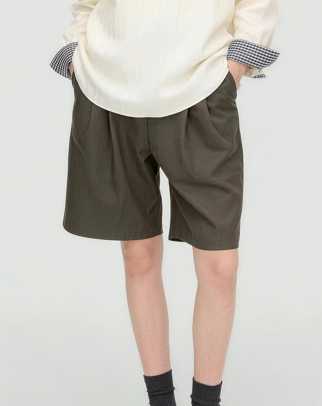 ♂♀Pleated Wide Half Shorts
