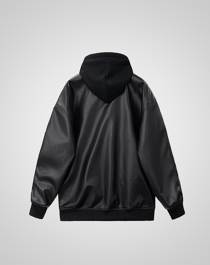 ♂Hooded Leather Jacket