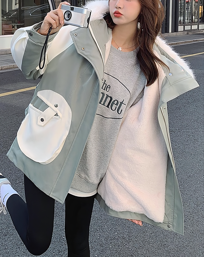 ♀Fur Collar Zip Jacket