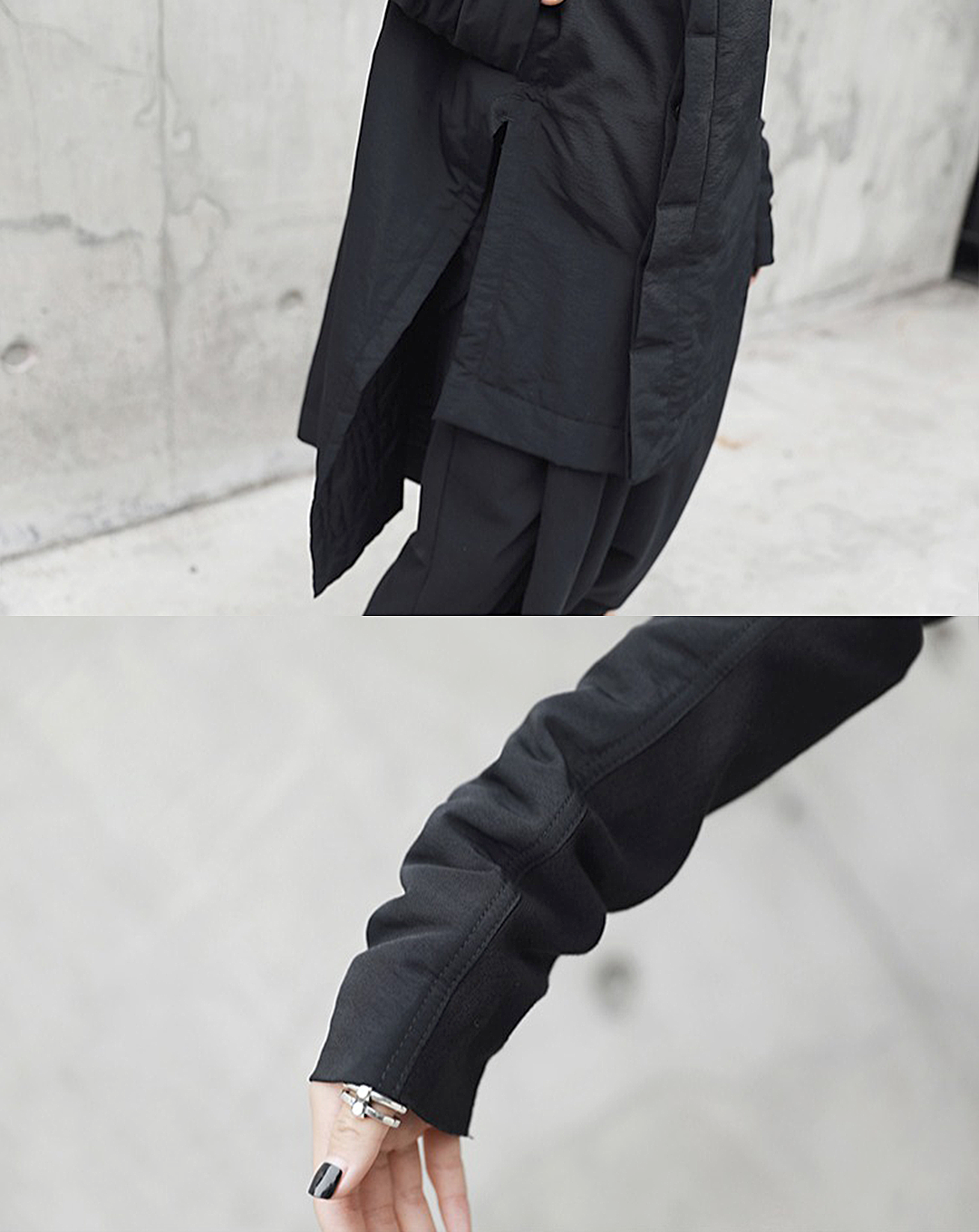 ♀Black Stand Collar Jacket