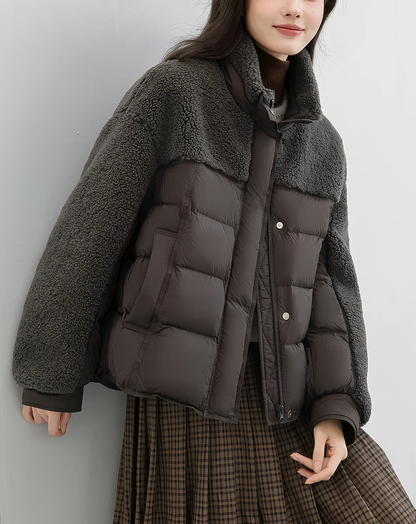 ♀Boa Patchwork Puffer Jacket
