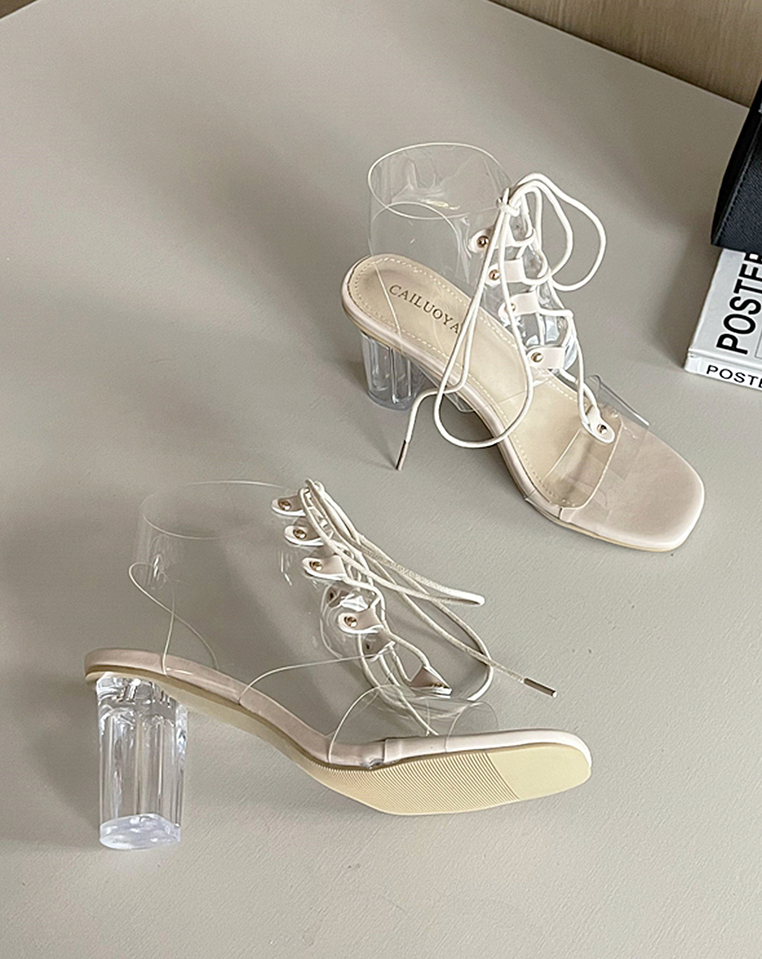 ♀Lace-up Clear Sandals