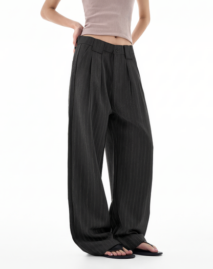 ♂♀Pinstripe Loose Straight Trousers